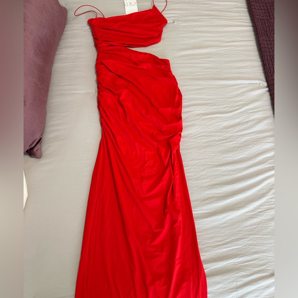 Red Zara midi dress